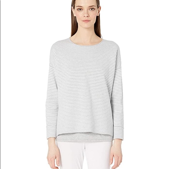 Eileen Fisher Organic Cotton Striped Sweater - Picture 1 of 7